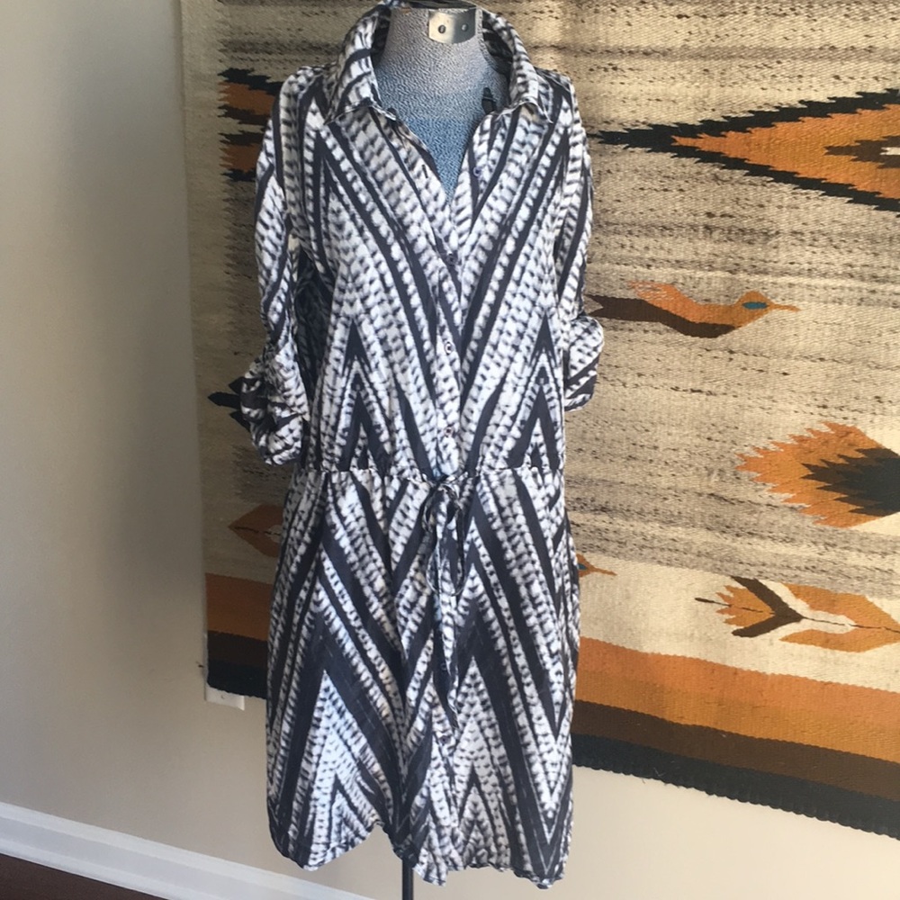 Calvin Klein silk tie dye button up dress